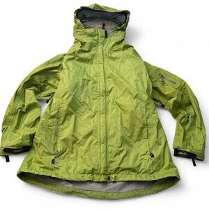 Marmot Green Double Zipper Rain Jacket Optional Visor Hood — Women’s M